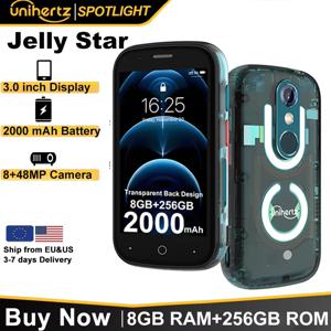 Unihertz 젤리 스타 안드로이드 13 8GB 256GB LED 라이트 잠금 해제 투명 백쉘 48MP 3 인치 2000mAh