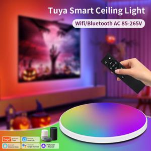 85-265V 투야 스마트 라이프 천장 조명 Wifi 블루투스 24W 30cm 매립형 조명기구 RGB 램프 알렉사 구글용 리모컨