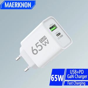 총 65W USB PD 2 포트 USB 충전기, 고속 충전 QC3.0 여행용 충전기, 아이폰 15 삼성 화웨이 샤오미 휴대폰 어댑터