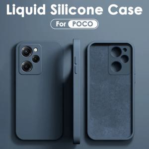 Xiaomi POCO F5 X5 X3 M3 M4 X4 Pro NFC F3 F4 GT 소프트 폰 뒷면 커버 보호 액세서리 용 액체 실리콘 보호 케이스
