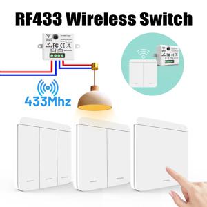 LVGEMSS 스마트 무선 스위치 RF433 자체 전원 푸시 단추 벽 패널 리모컨 조명 스위치, 방수 벽 스위치