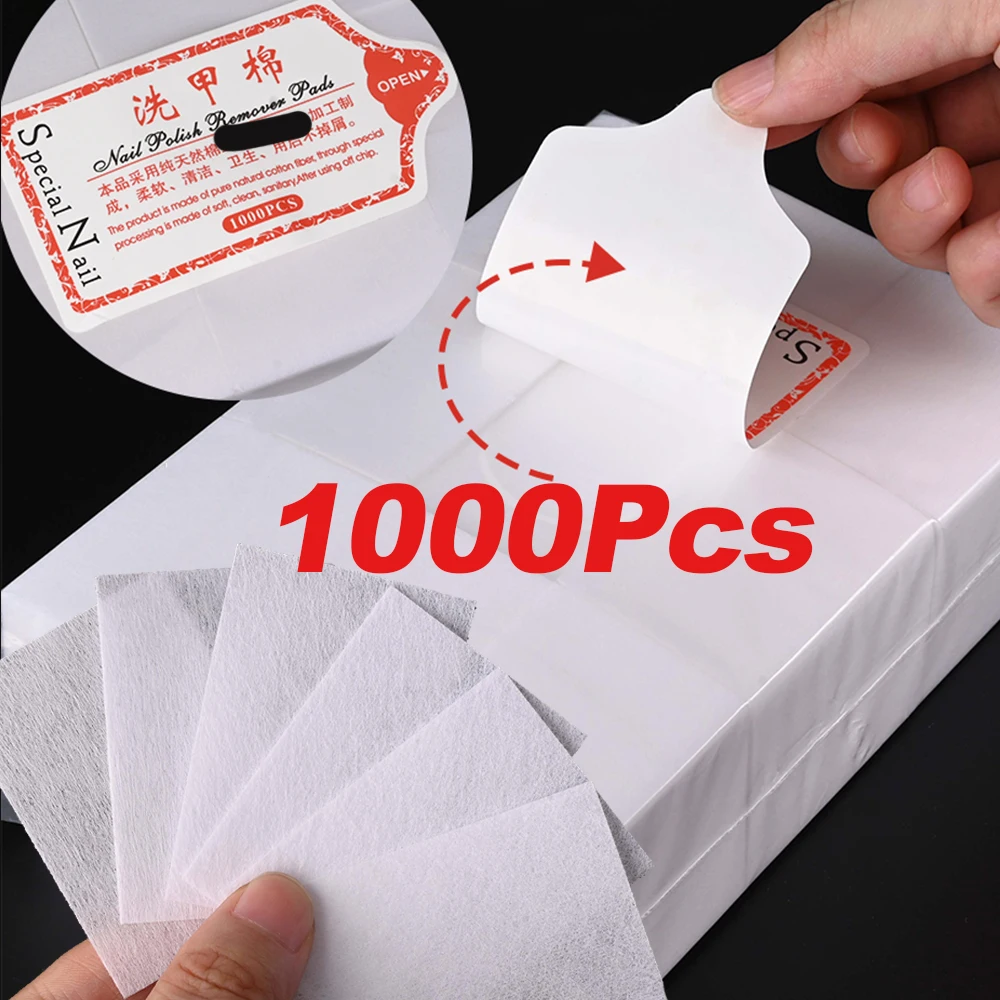 100/500/600/1000Pcs 전문 보풀이없는 목화 패드 100% 젤 클린 매니큐어 패드 보풀이없는 물티슈 클리너 네일 청소 도구