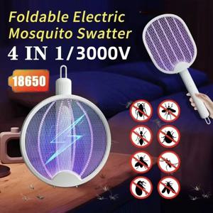 3000V 접이식 전기 모기 킬러 USB 충전식 플라이 트랩 모기 스와터 라켓 곤충 킬러 UV 라이트 버그 재퍼
