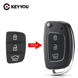 KEYYOU 3 버튼 패드 교체 고무 자동차 원격 키 쉘 현대 Creta I20 I40 Tucson Elantra Santa fe Solaris ix35 ix45