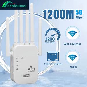 Kebidumei 1200Mbps Wifi 리피터 듀얼 밴드 2.4G 5G 네트워크 범위 확장기 신호 부스터 증폭기 6 안테나 무선 WiFi 라우터