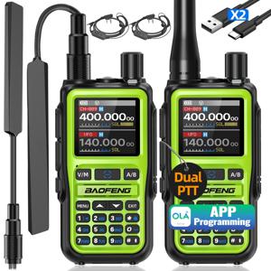 1/2PCS BAOFENG UV-5R 미니 워키토키 999채널 멀티밴드 블루투스 폰 앱 프로그래밍 듀얼 PTT NOAA 타입-C 충전기 햄 라디오