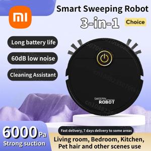 샤오미 3-in-1 스마트 청소 로봇 진공 청소기 6000pa 강력 흡입 세척 가능한 걸레 애완동물 털 제거용 하드 플로어 이상적 가정용 주방용