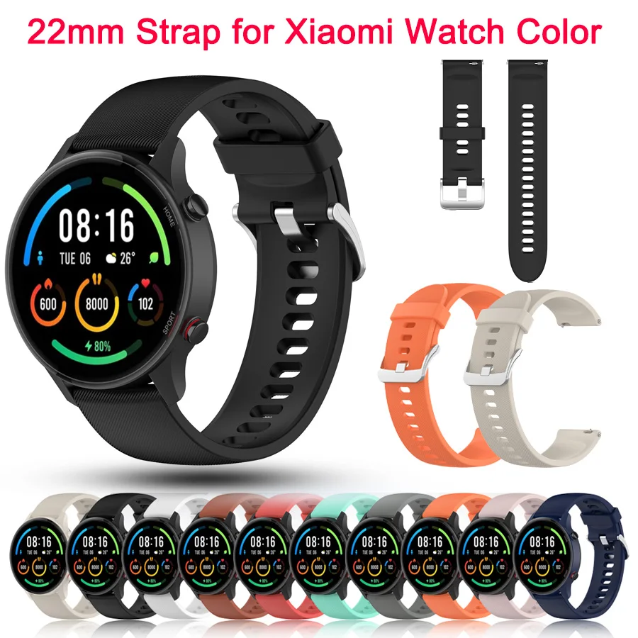 Xiaomi Mi Watch 컬러 스포츠 에디션 밴드 용 22mm 공식 실리콘 교체 스트랩 Mi Watch 컬러 팔찌 시계 밴드 Correa