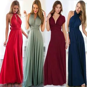 섹시한 여성 멀티 웨이 랩 컨버터블 Boho Maxi 클럽 레드 붕대 롱 드레스 파티 신부 들러리 인피니티 로브 Longue Femme