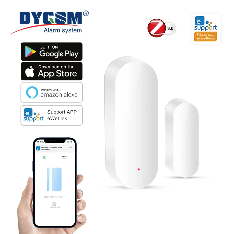 Zigbee 스마트 도어 윈도우 센서 열림/닫힘 감지기 EWeLink App 제어 보안 알람 Alexa Google 홈과 함께 작동