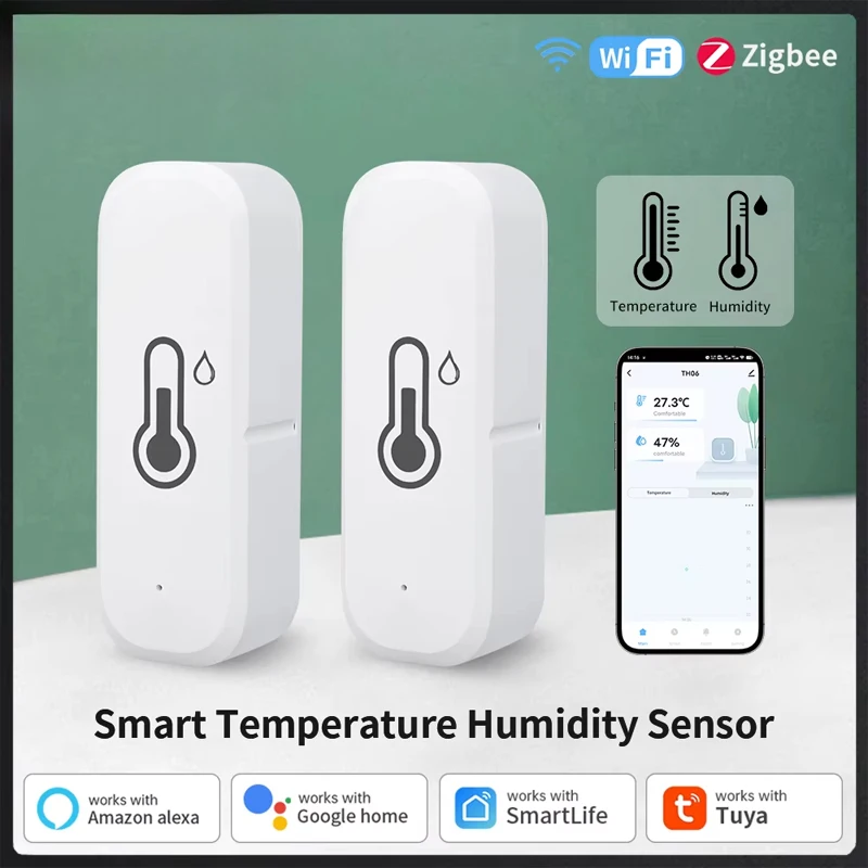 Tuya 스마트 WiFi/ZigBee 온도 및 습도 센서 APP 원격 홈 실내 습도계 온도계 Alexa Google 홈과 함께 작동