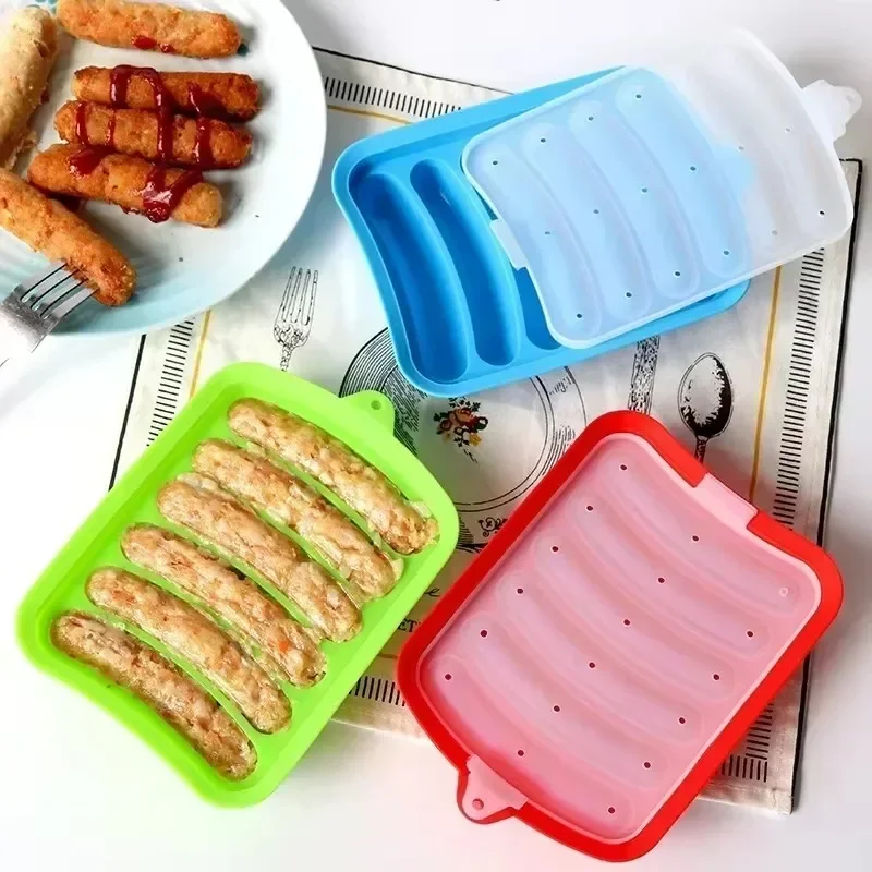 DIY 등급 실리콘 소시지 몰드 이유식 보조 도구 수제 핫도그 햄 베이킹 몰드 주방 용품 가제트