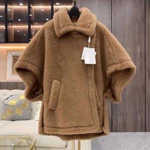 OFTBUY 2024 겨울 리얼 울 모피 코트, 여성 패션, 테디 레이디 스트리트웨어, 울 망토, 두껍고 따뜻한 오버코트, 양 울 재킷