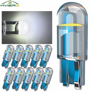 10Pcs 유리 웨지 라이센스 플레이트 램프 Cob LED 자동차 전구 T10 W5W 194 돔 라이트 화이트 자동 인테리어 독서 실행 주차 백업