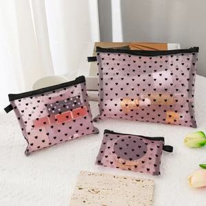 1PCS 미니 투명 심장 메이크업 가방 여성 휴대용 립스틱 화장품 보관 주머니 Ins Clear Ctue Small Make Up Bags