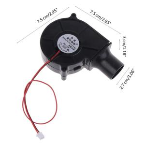 BBQ 선풍기 냉각 7530 송풍기, 3700RPM 피크닉 팬, DC5V, 12V, 24V, 2 핀 XH2.54 커넥터, 2.7cm 에어 덕트, 75x75x30mm