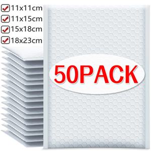 50-10Pcs 버블 봉투 흰색 폼 배송 가방 폴리 버블 메일러 패드 셀프 인감 포장 가방 잡지 11cm 15cm 23cm
