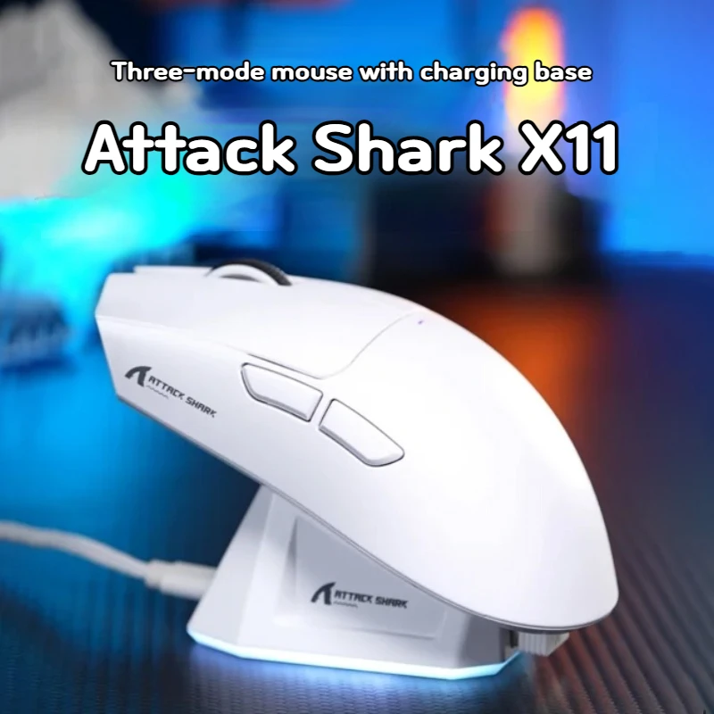 Attack Shark R1 게이밍 마우스 - 듀얼 모드 무선/유선, 조정 가능한 DPI, 경쟁력 있는 게이머를 위한 초경량 인체공학적 디자인