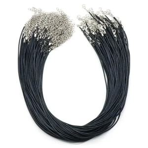 50Pcs Gewelry 액세서리 DIY 목걸이 로프, 랍스터 버클 가죽 로프, 한국어 왁스 스레드 목걸이 로프, 블랙 가죽 로프