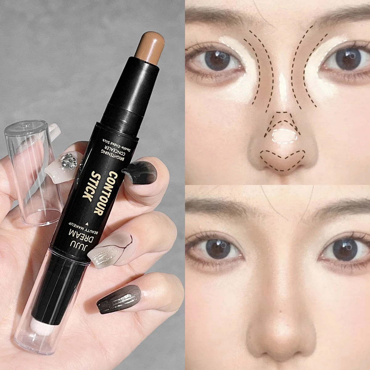 양두 면도 스틱 코 섀도우 누에 누에 하이라이트 면도 스틱 입체 라이트닝 섀도우 스틱