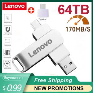 Lenovo 64TB USB 플래시 드라이브 USB 3.2 추억 Type-c 2-In-1 8TB 16TB OTG Pendrive 128GB 컴퓨터 PS5용 고속 Pendrive 2TB