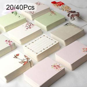 20/40Pcs 빈 DIY 카드 중국 스타일 종이 작은 카드 단어 꽃 패턴 인사말 카드 낙서 흰색 크래프트 종이