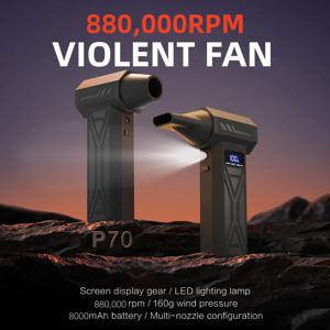 폭력적인 팬 880000RPM 강력 에어 블로워 터보 팬 LED 디스플레이 및 조명 먼지 청소기 4단 브러시리스 터보 제트 블로워