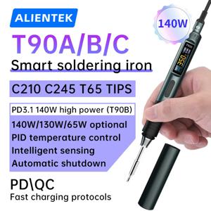 ALIENTEK T90 스마트 납땜 인두 PD 140W 조절 가능한 온도 DC 28V 80-450 ℃   용접 솔더 스테이션 키트 C245 C210 T65 도구