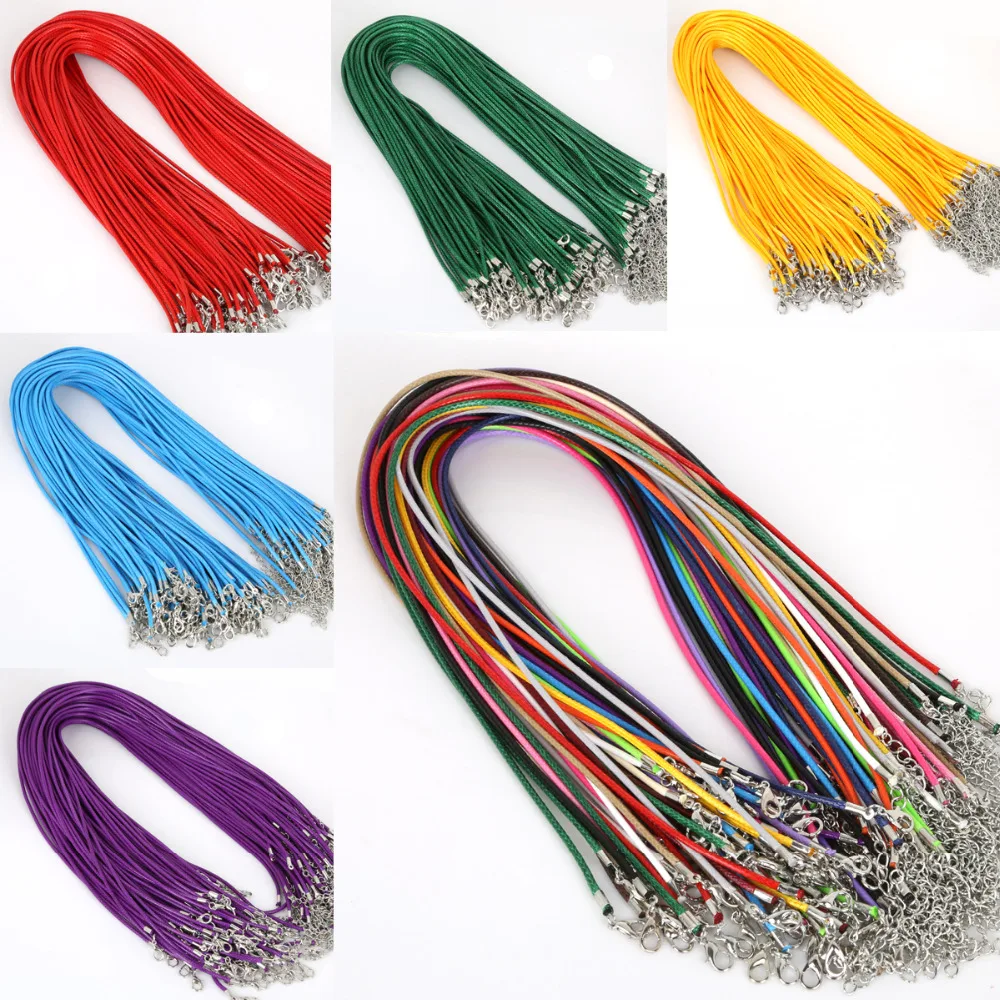 10Pcs 1.5/2mm 코 튼 왁스 코드 랍스터 걸쇠와 조정 가능한 꼰 로프 문자열 목걸이 체인 DIY 쥬얼리 수 제 만들기