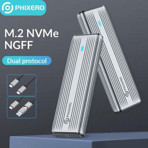 PHIXERO M.2 NVMe SATA SSD 인클로저 듀얼 포트콜 NVMe to USB 어댑터 10Gbps USB 3.1 Gen2 USB C 외장 케이스 박스 알루미늄 합금