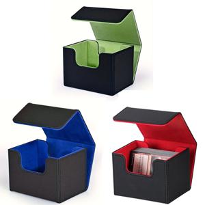 100 + 트레이딩 카드 데크 박스 스토리지 홀더 주최자 카드 케이스 카드 수집용 게임 카드 케이스 프로텍터 컨테이너