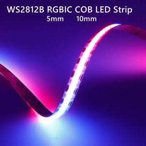 WS2812B RGBIC 개별적으로 주소 지정이 가능한 COB LED 스트립 WS2812 고밀도 60/100/160Leds/m 5mm/10mm COB Led 조명 DC5V