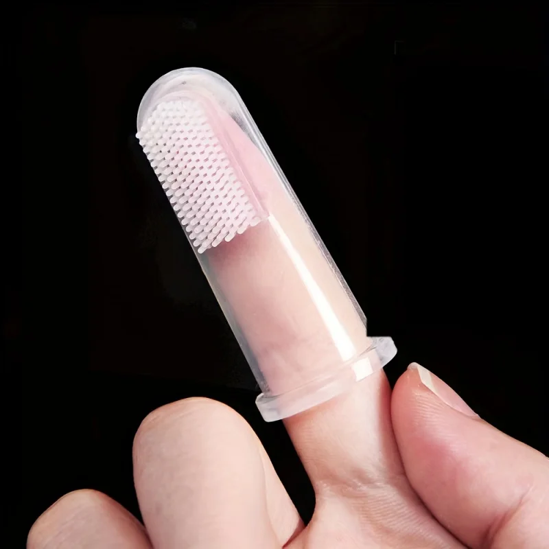 상자 실리콘 부드러운 애완 동물 손가락 커프 칫솔 개 브러시 구취 타르타르 치아 관리 도구 청소 스크럽 Silicagel