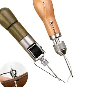 DIY 가죽 바느질 송곳 키트 왁스 스레드 손 바느질 도구 가죽 공예 가장자리 스티치 벨트 스트립 제화공 캔버스 수리 도구