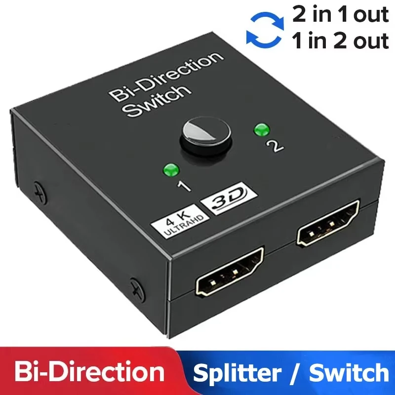 HDMI 호환 스위치 양방향 2.0 분배기 1x2/2x1 어댑터 PS4 Pro/4/3 TV Box 4K 스위처용 2 in 1 out 변환기