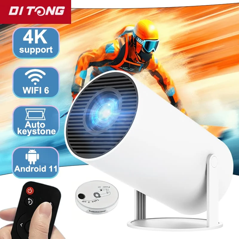DITONG HY300 플러스 HD 프로젝터, 휴대용 4K 1280x720P, 안드로이드 와이파이, LED 비디오, 홈 시어터 시네마 폰, 미니 게임 프로젝터, 영화