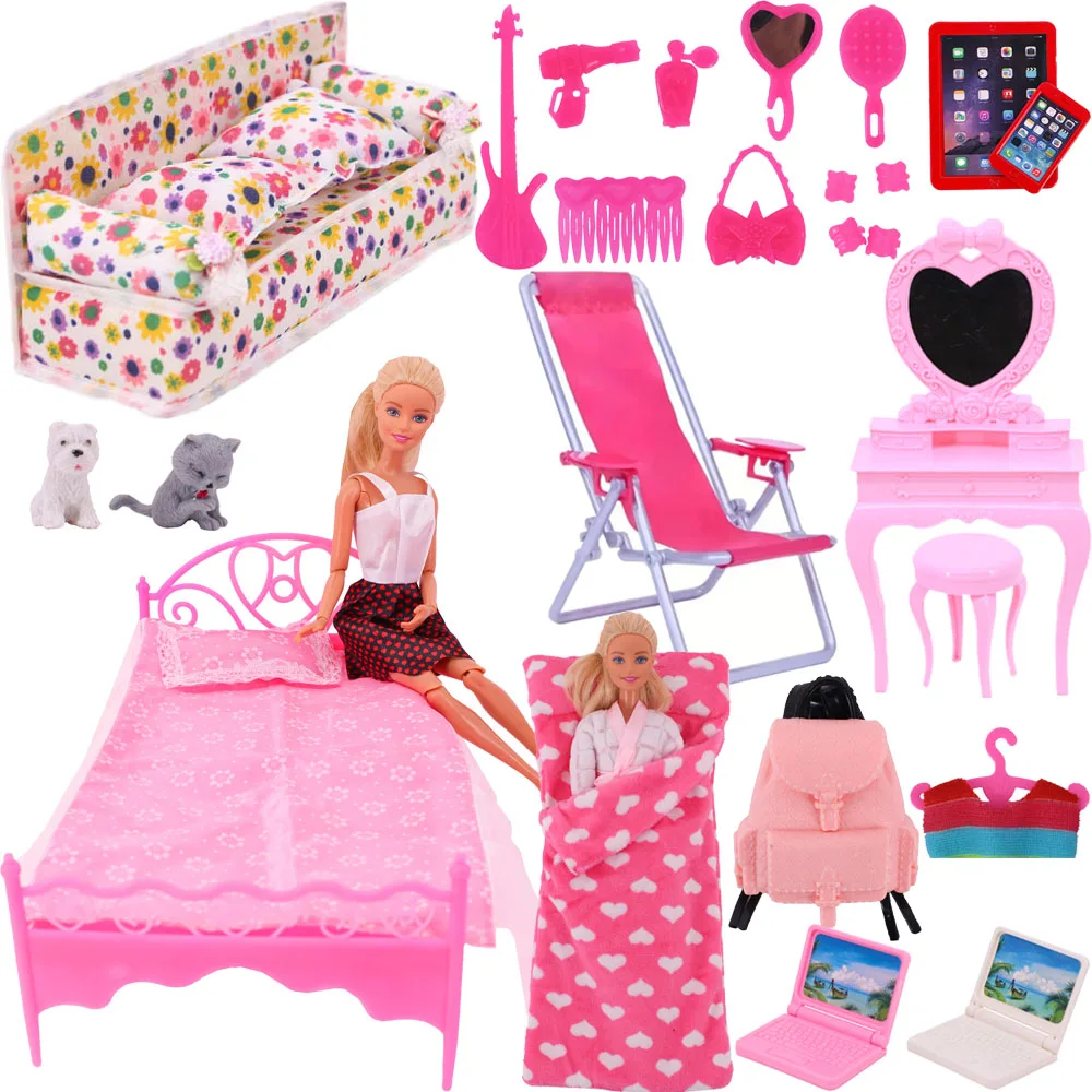 Barbiees 인형 의류 액세서리 침대 거울 1/6 인형 집 장식 Bjd 인형 액세서리, 바비 인형 용 음식 헬멧