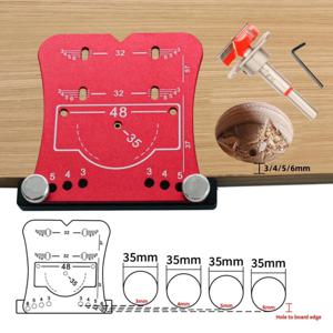 35mm 목공 힌지 홀 오프너 펀치 도구, 펀치 로케이터 및 제한 프레임, 빠르고 정확한 드릴링 및 힌지 장착
