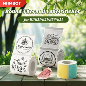 NIIMBOT B1 B31 B21 B3S 프린터 용 원형 열 라벨 스티커 투명 자체 접착 라벨 용지 컬러 라벨 DIY 이름 태그