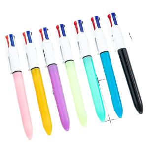 7Pcs 4 in1 여러 가지 빛깔의 볼펜 1.0mm 개폐식 컬러 펜 저널링 교사 학생 어린이 선물