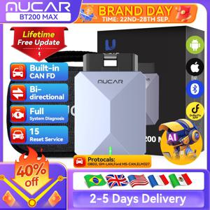 평생 무료 업데이트 MUCAR BT200 Max OBD2 스캐너 CAN FD 양방향 제어 모든 시스템 진단 도구 15가지 리셋 기능 모든 차량용
