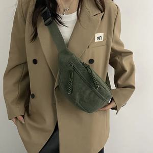 여성을위한 캐주얼 코듀로이 벨트 가방 패션 화니 팩 여성 바나나 허리 가방 엉덩이 지갑 어깨 크로스 바디 가슴 가방 주머니