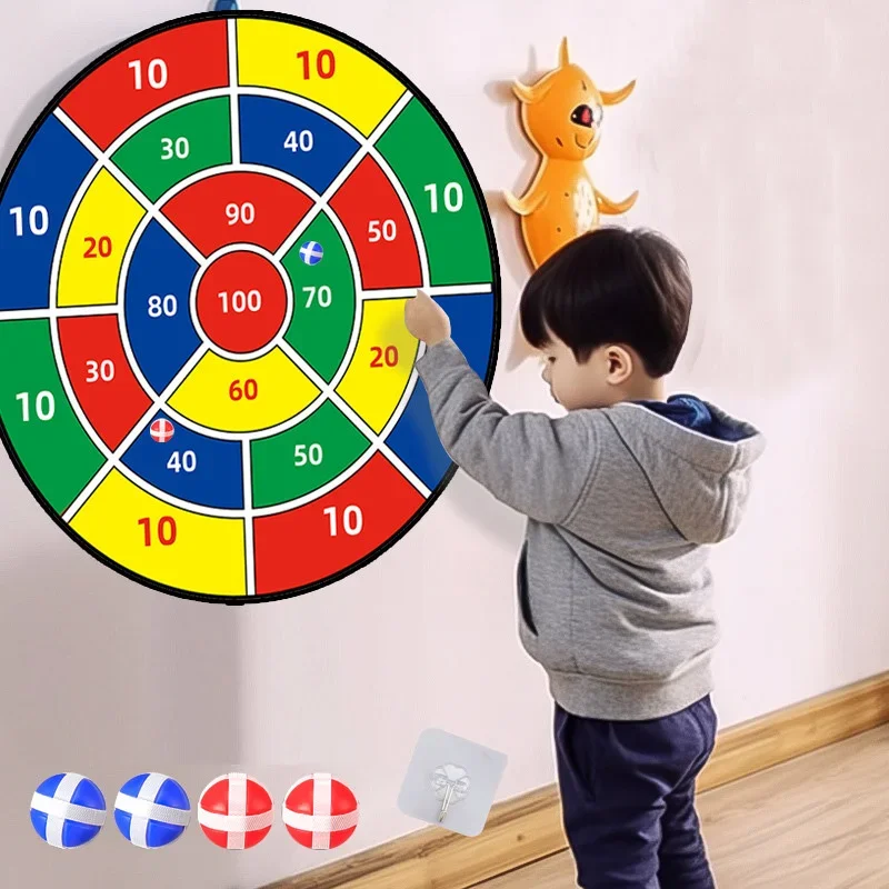 12 공 어린이 끈적 공 다트 플레이트 세트 대형 66cm 대상 실내 및 실외 부모 자녀 대화 형 파티 게임 완구