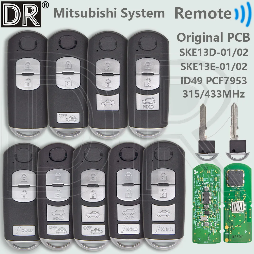 DR 기존 PCB SKE13D-01/02 SKE13E-01/02 범용 ID49 315/433MHz 자동차 원격 키 For Mazda 2 3 6 CX-4 CX-5 CX-9 MX-5 AXELA