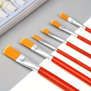 6 개/대, 수채화 구 아슈 그림 펜 나일론 머리 나무 손잡이 페인트 브러시 세트 드로잉 미술 용품 ​​학생 문구