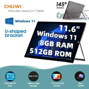 가장 저렴한 CHUWI Type-C 11.6인치 윈도우 11 태블릿 8GB 램 512GB SSD 64비트 인텔 셀러론 N4120 CPU 1920x1080 IPS 2개 USB 3.0