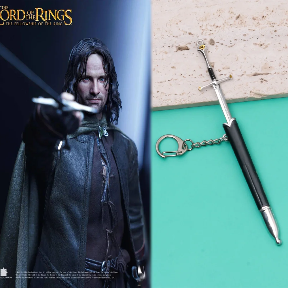 Aragorn Narthil 검 열쇠 고리 중세 무기 금속 Katana 사무라이 검 열쇠 고리 장식품 선물 소년을위한 장난감 수집