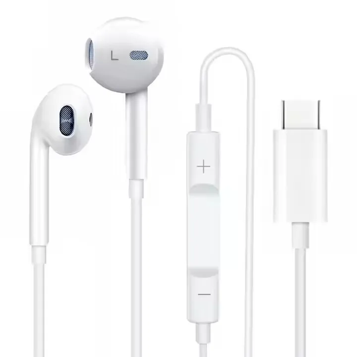 유형 C USB C 헤드폰 이어폰 iphone 15 Pro Max 용 유선 이어 버드 Huawei 용 Iphone 용 Samsung