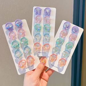 10 개/대 반짝 이는 나비 아기 소녀 머리 밧줄 귀여운 하트 스타 탄성 고무 밴드 포니 테일 머리 장식 공주 키즈 모자를 쓰고 있죠