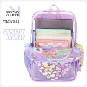 투명한 만화 배낭 초등학생 및 고등학생을 위한 세련된 듀얼 숄더백 남학생 여학생에게 적합